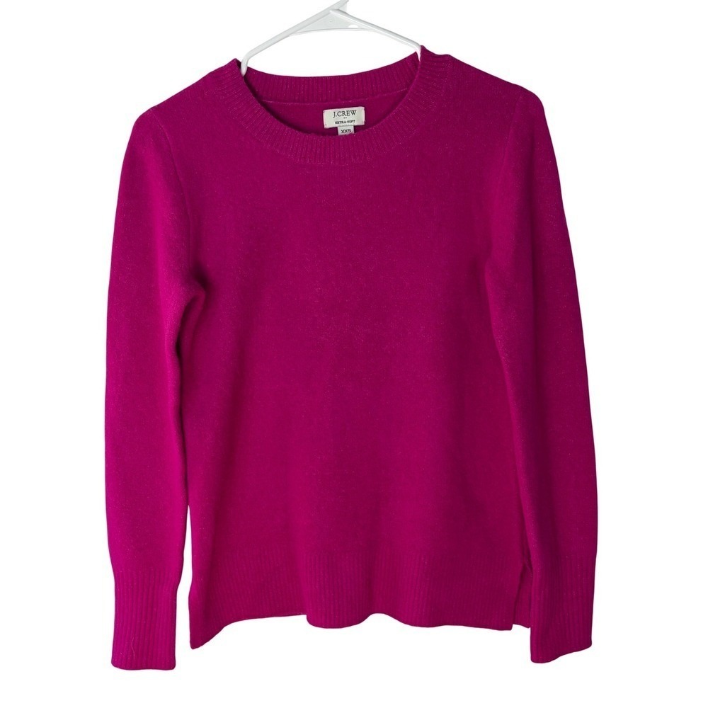 J.Crew Womens Extra-Soft Crewneck Sweater Magenta Pink Long Sleeve XXS